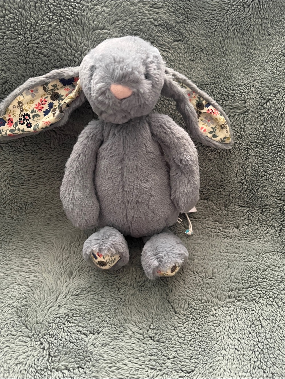 Jellycat, Blossom Dusky Blue Bunny Plush with Floral Details- Retired